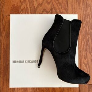 Nicholas Kirkwood Black Heeled Boots Stiletto Heel New Years Eve Shoes EU 36